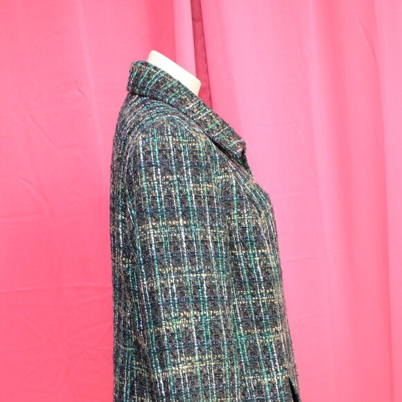 #565B Chico's Cool-Toned Plaid Dress Jacket Size 3 (16) - Picture 3 of 11